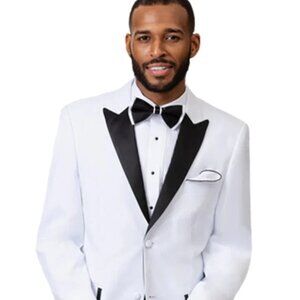 All White Mens Tuxedo - Wedding Suit - Mens Two Button Peak Lapel Tuxedo In Whit